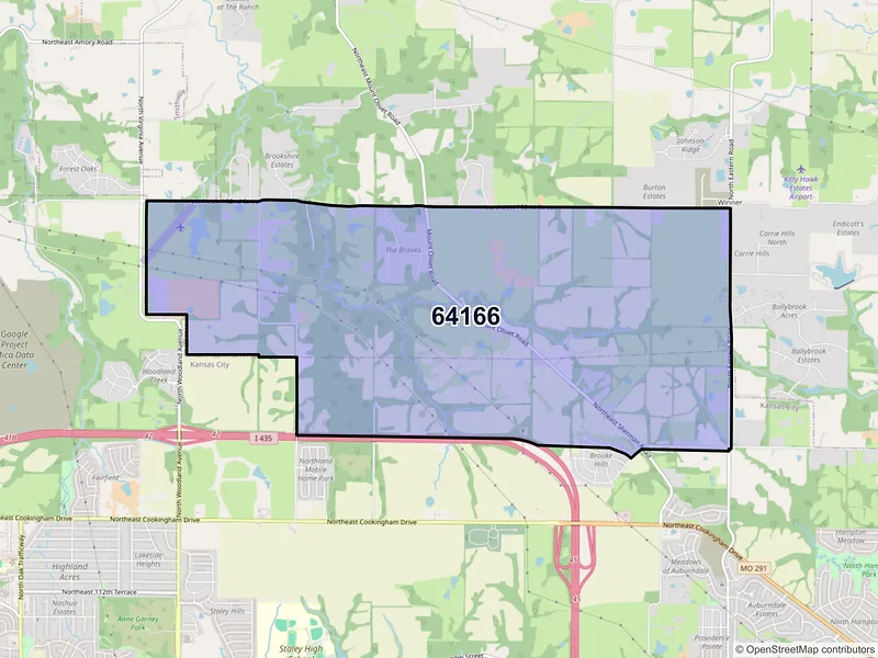 Map of ZIP Code 64166 — Kansas City, MO