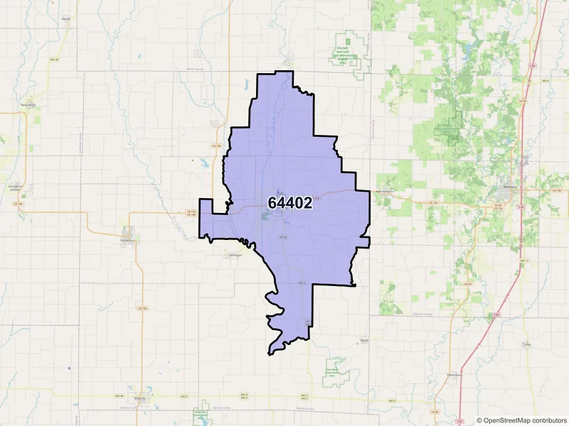 Map of ZIP Code 64402 — Albany, MO