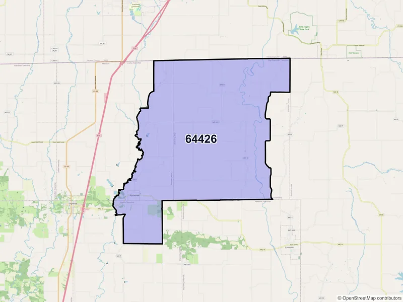 Map of ZIP Code 64426 — Blythedale, MO
