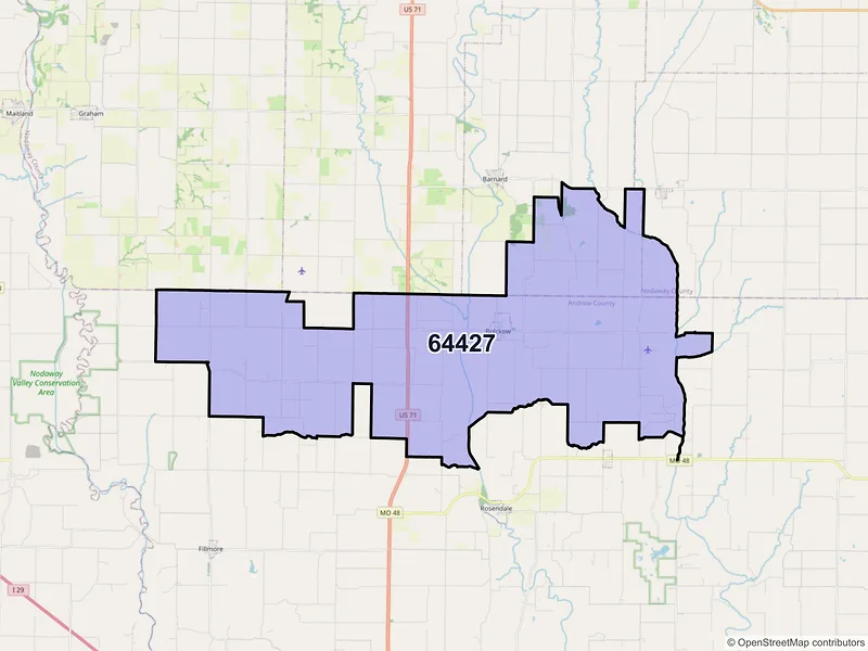 Map of ZIP Code 64427 — Bolckow, MO