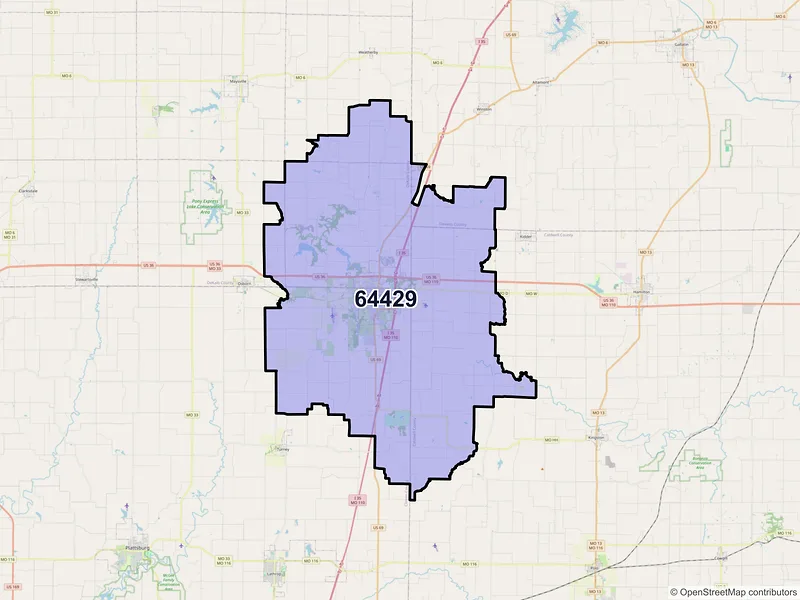 Map of ZIP Code 64429 — Cameron, MO