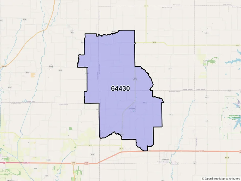 Map of ZIP Code 64430 — Clarksdale, MO