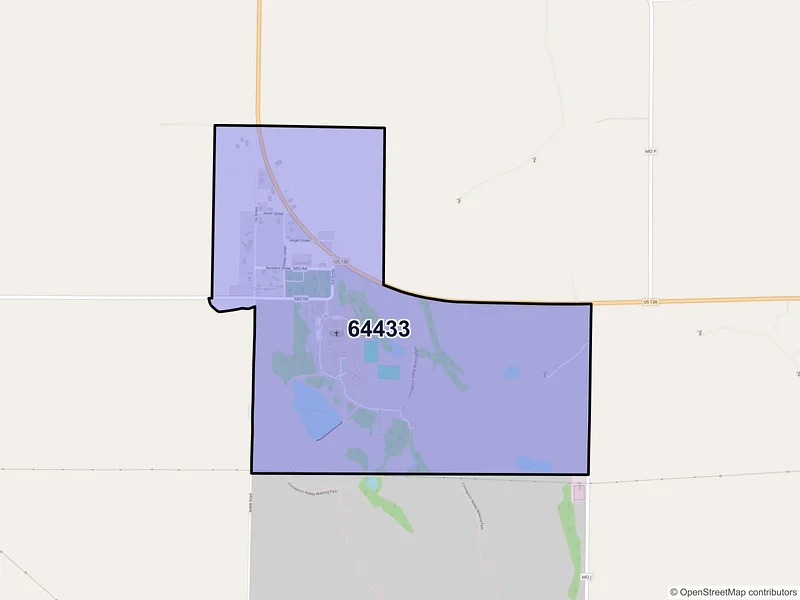 Map of ZIP Code 64433 — Conception, MO