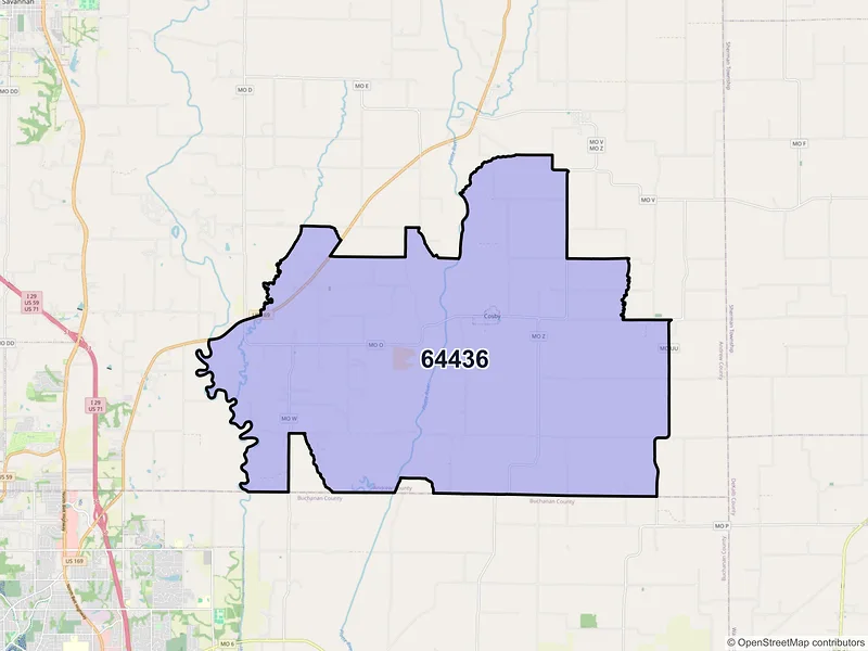 Map of ZIP Code 64436 — Cosby, MO