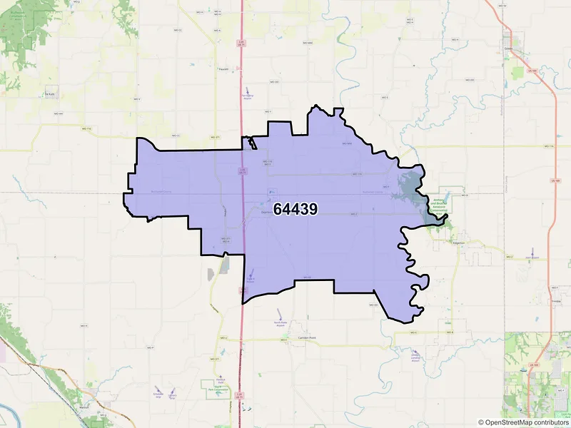 Map of ZIP Code 64439 — Dearborn, MO
