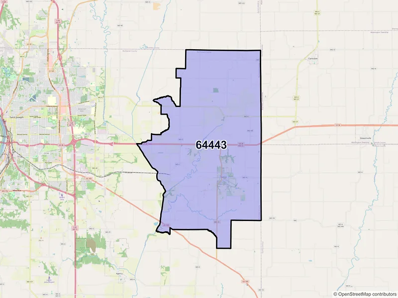 Map of Easton, Missouri and ZIP codes