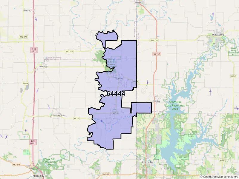 Map of ZIP Code 64444 — Edgerton, MO