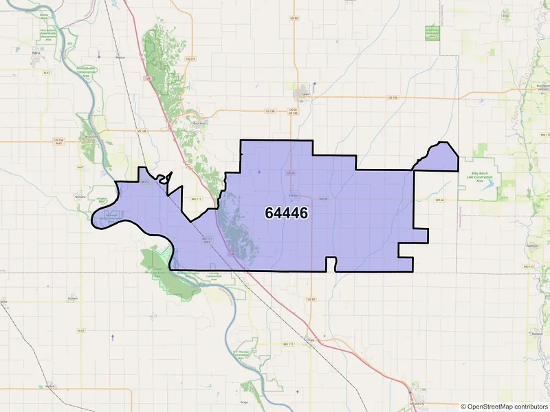 Map of ZIP Code 64446 — Fairfax, MO