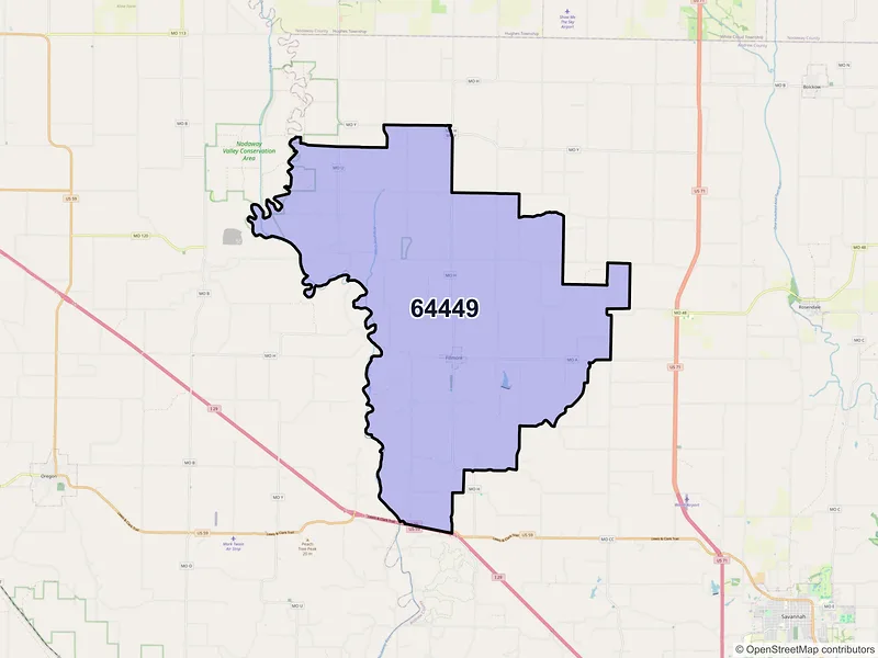 Map of ZIP Code 64449 — Fillmore, MO