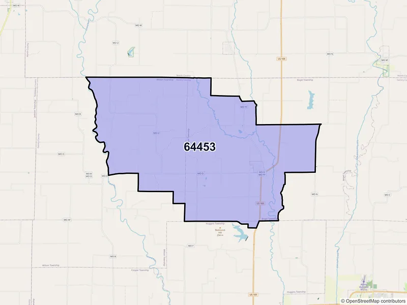 Map of ZIP Code 64453 — Gentry, MO