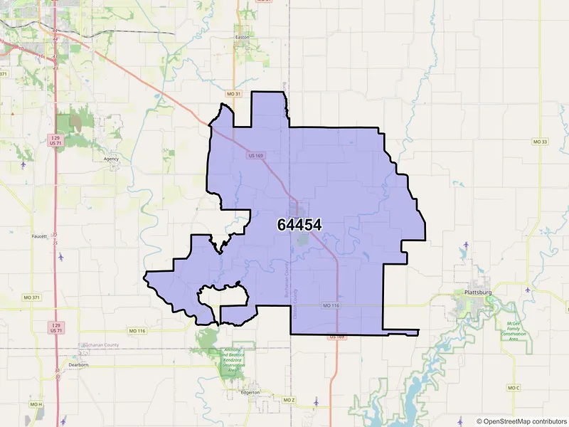 Map of Gower, Missouri and ZIP codes