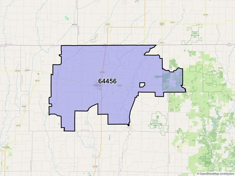 Map of ZIP Code 64456 — Grant City, MO