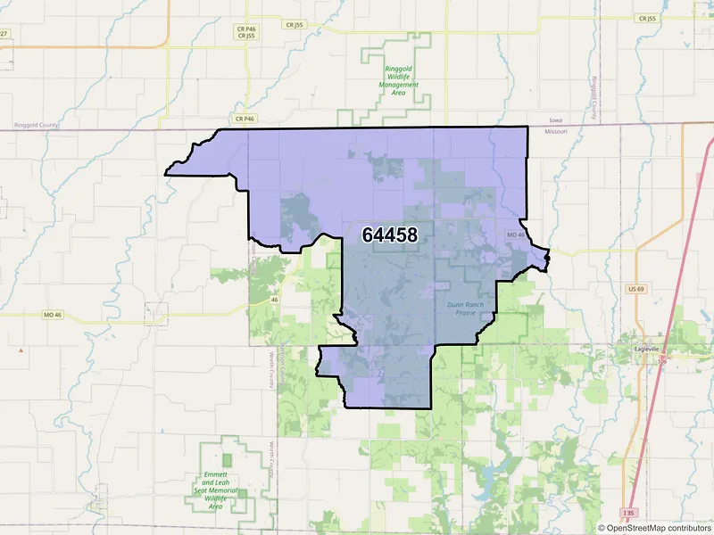 Map of ZIP Code 64458 — Hatfield, MO