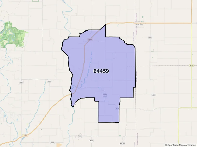 Map of ZIP Code 64459 — Helena, MO