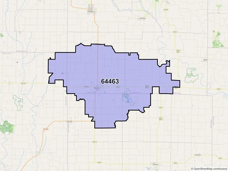 Map of ZIP Code 64463 — King City, MO