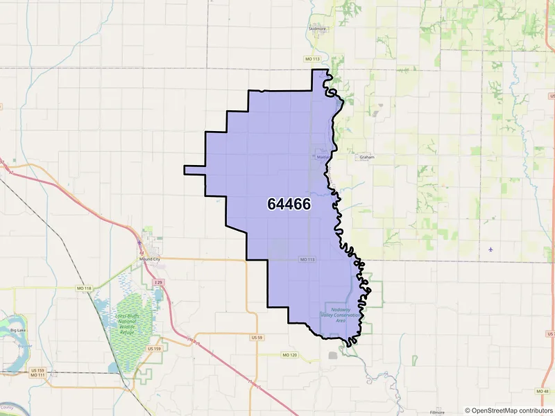 Map of ZIP Code 64466 — Maitland, MO
