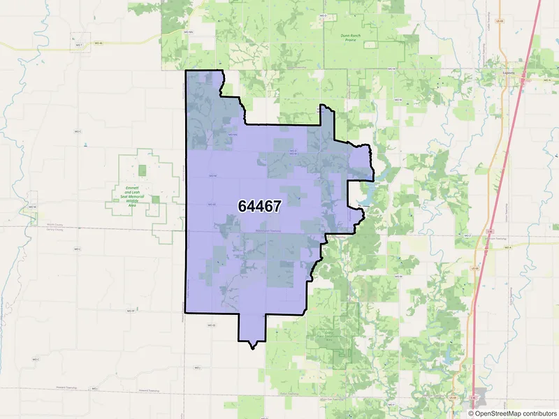Map of Martinsville, Missouri and ZIP codes