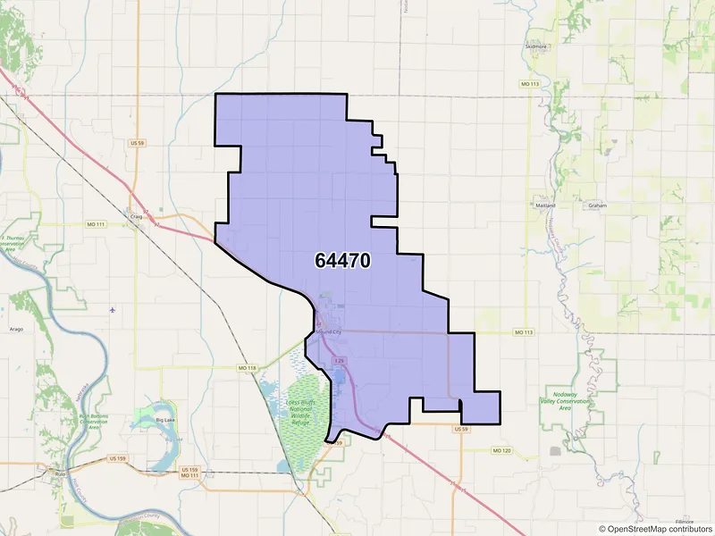 Map of ZIP Code 64470 — Mound City, MO