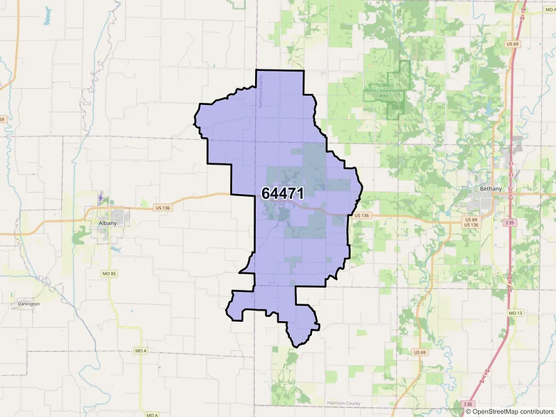 Map of ZIP Code 64471 — New Hampton, MO