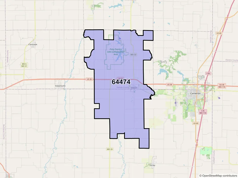 Map of ZIP Code 64474 — Osborn, MO
