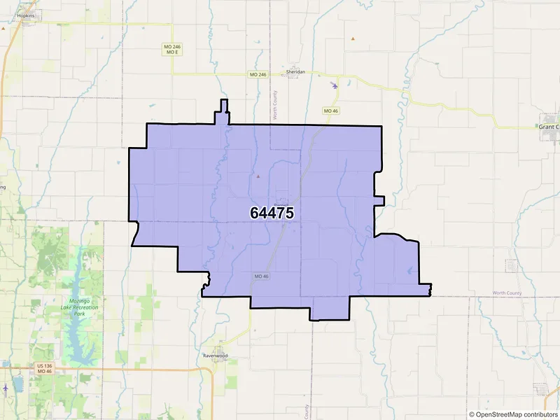 Map of ZIP Code 64475 — Parnell, MO