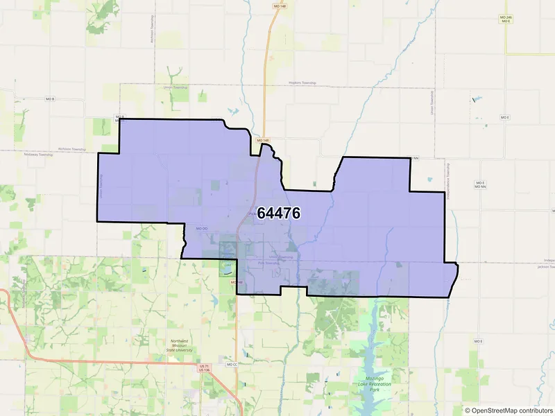 Map of ZIP Code 64476 — Pickering, MO