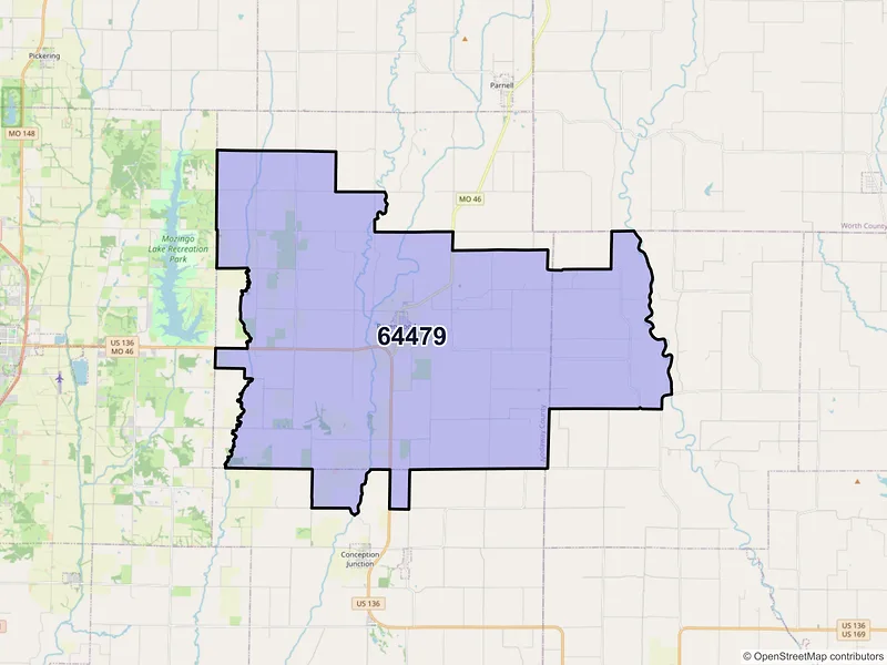 Map of ZIP Code 64479 — Ravenwood, MO