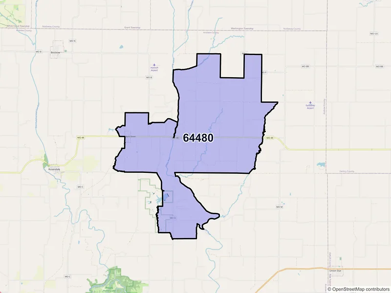 Map of ZIP Code 64480 — Rea, MO