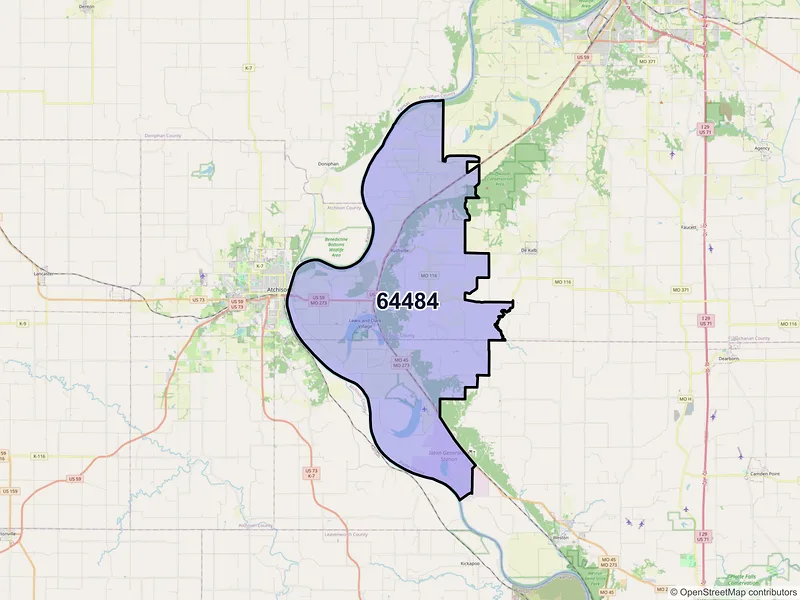 Map of ZIP Code 64484 — Rushville, MO