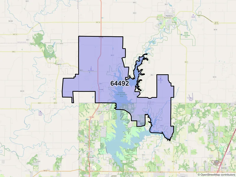 Map of Trimble, Missouri and ZIP codes