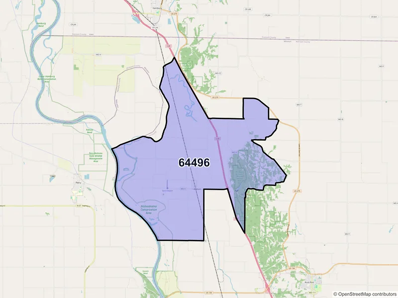 Map of ZIP Code 64496 — Watson, MO