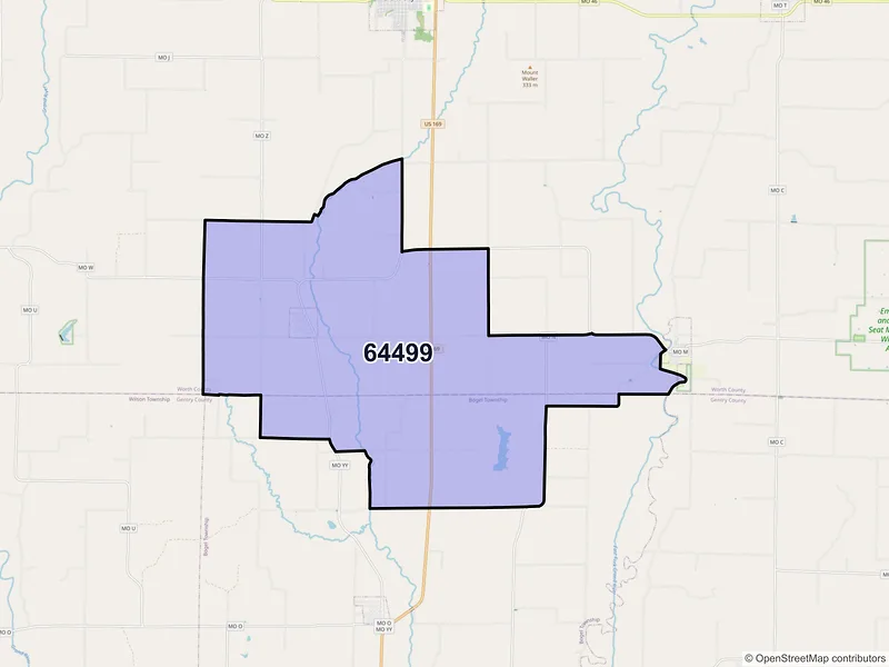Map of ZIP Code 64499 — Worth, MO