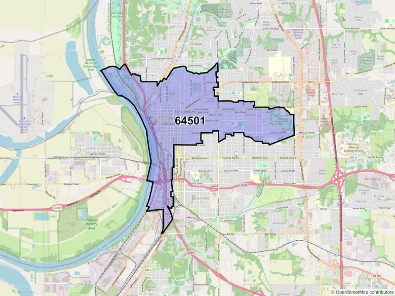 Map of ZIP Code 64501 — Saint Joseph, MO