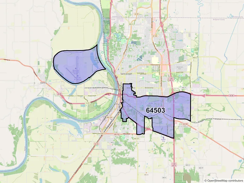 Map of ZIP Code 64503 — Saint Joseph, MO