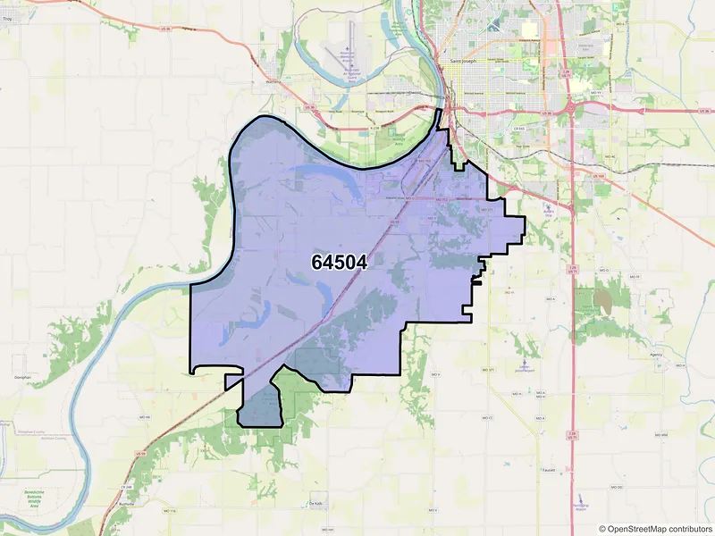 Map of ZIP Code 64504 — Saint Joseph, MO