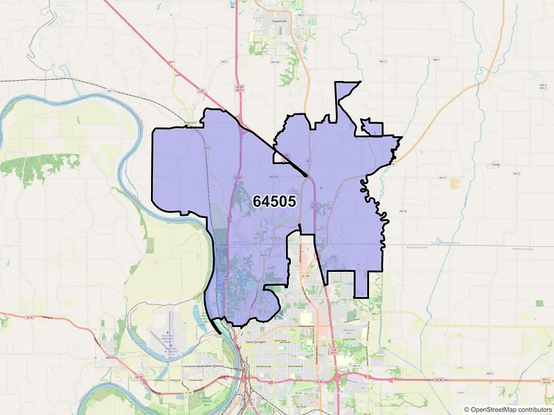 Map of ZIP Code 64505 — Saint Joseph, MO