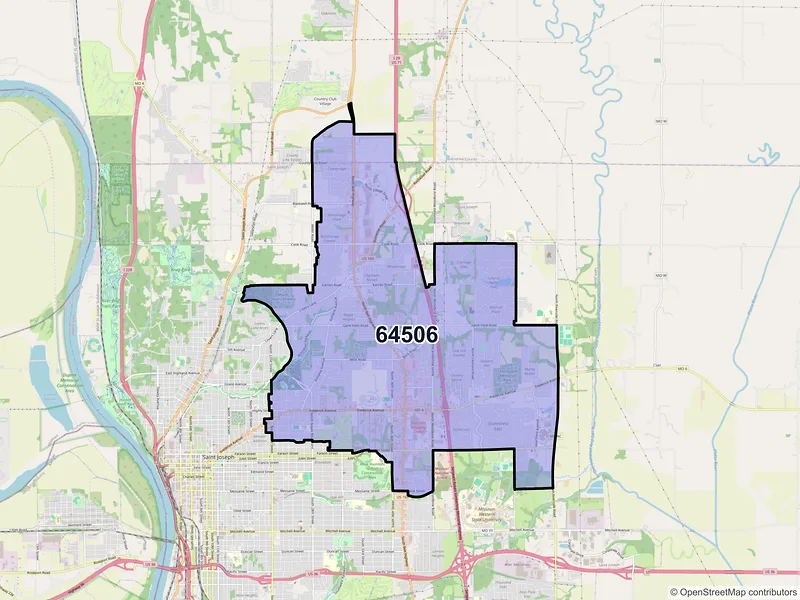 Map of ZIP Code 64506 — Saint Joseph, MO