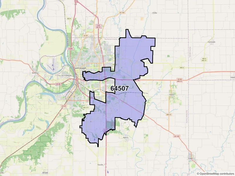 Map of ZIP Code 64507 — Saint Joseph, MO