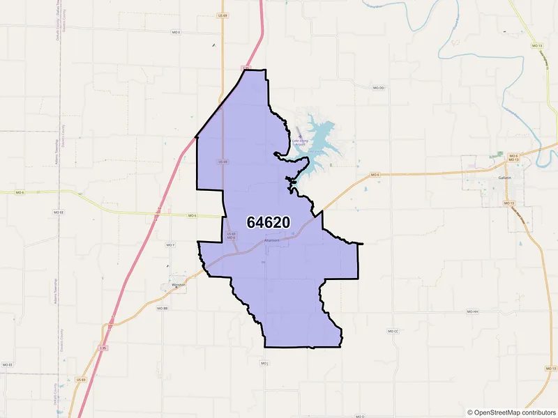 Map of ZIP Code 64620 — Altamont, MO