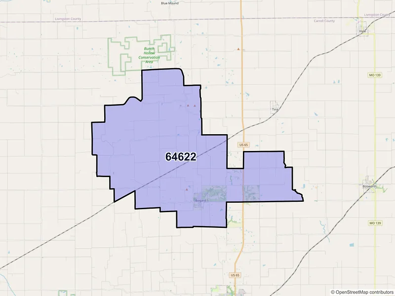 Map of ZIP Code 64622 — Bogard, MO