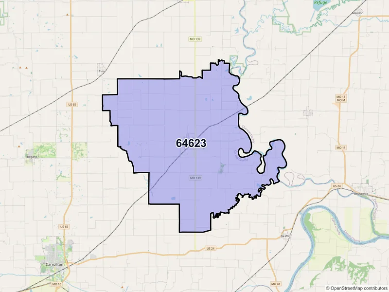 Map of ZIP Code 64623 — Bosworth, MO