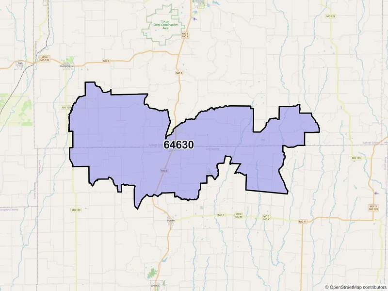 Map of ZIP Code 64630 — Browning, MO