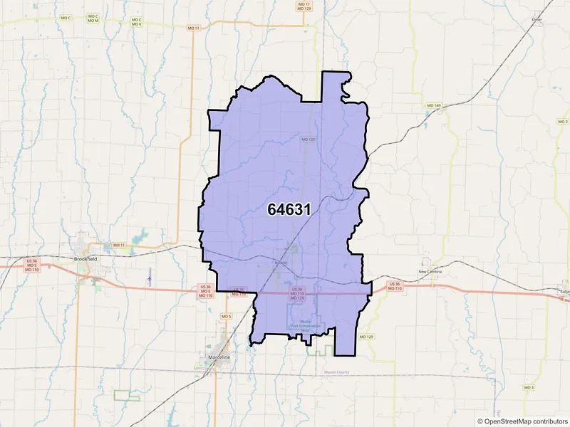 Map of ZIP Code 64631 — Bucklin, MO