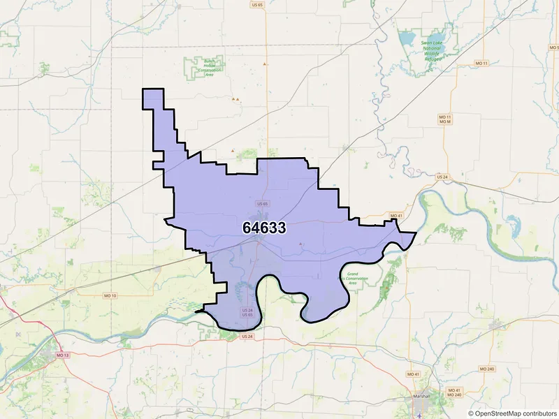 Map of Carrollton, Missouri and ZIP codes