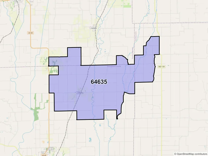 Map of ZIP Code 64635 — Chula, MO