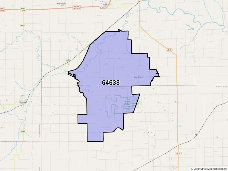 Map of ZIP Code 64638 — Dawn, MO