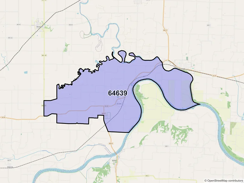 Map of ZIP Code 64639 — De Witt, MO