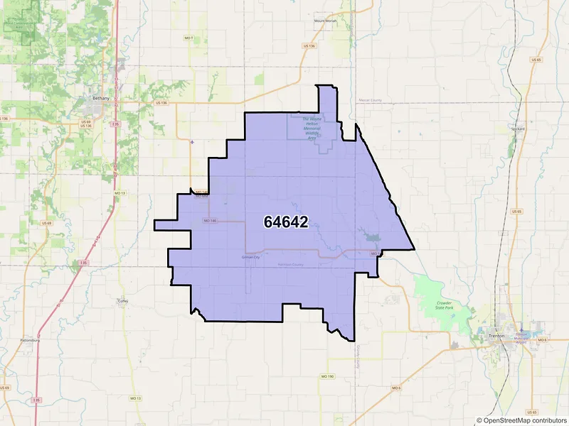 Map of ZIP Code 64642 — Gilman City, MO