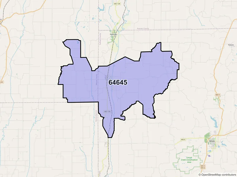 Map of ZIP Code 64645 — Harris, MO