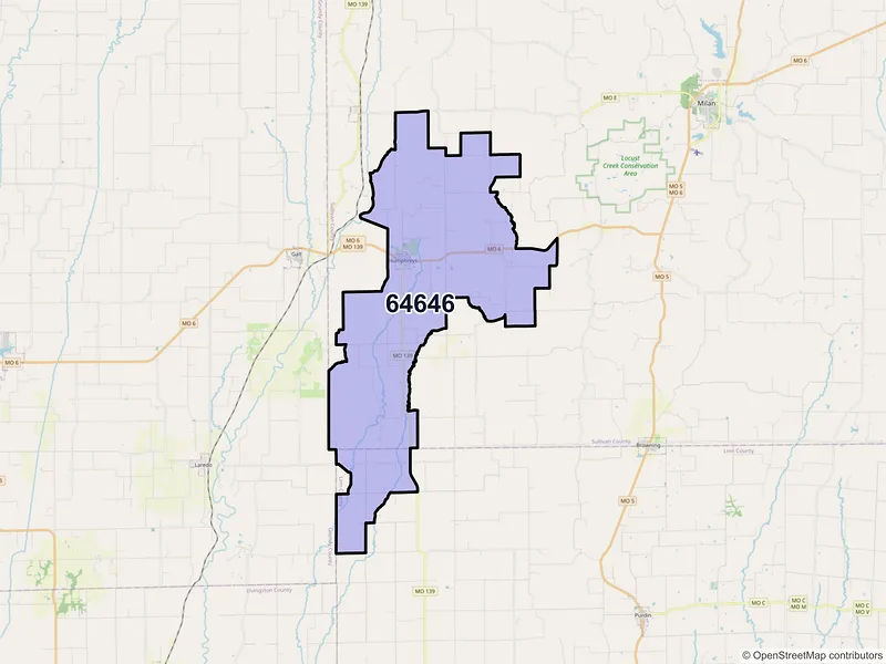 Map of ZIP Code 64646 — Humphreys, MO